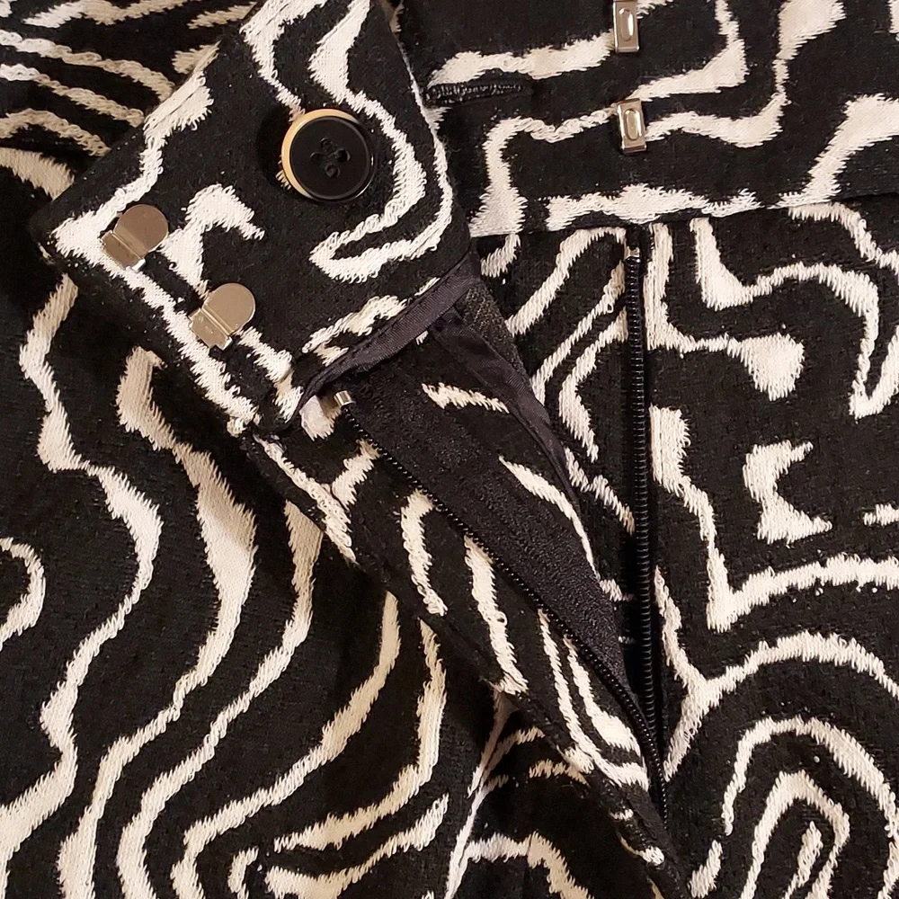 Zara Black & White Psychedelic Swirl Straight Leg Dress Pants Size L - Picture 5 of 7